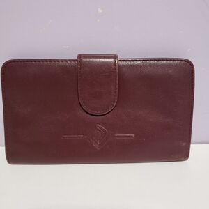 Wallet Leather Brown Women's Check Book C/C Wallet 3"×6"